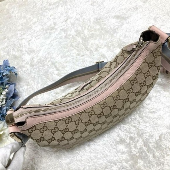 100% Authentic Gucci GG Canvas Beige Pink  Shoulder Bag - Picture 9 of 16